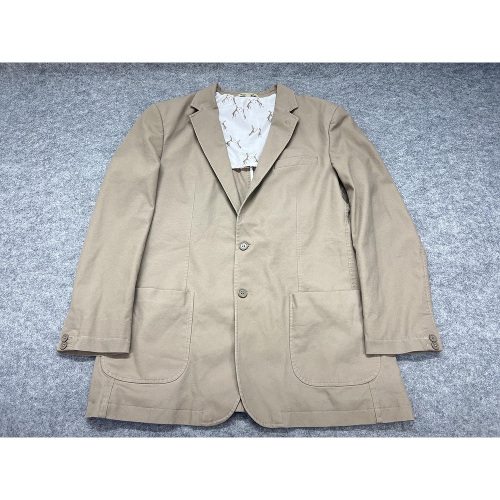 Peter Christian Sport Coat Mens 46L Beige Cotton Stretch Unconstructed Blazer